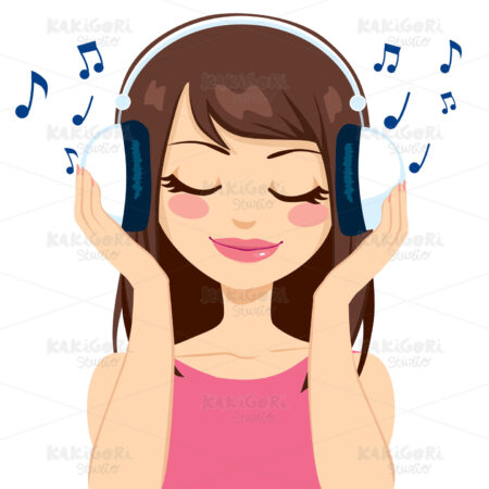 Woman Listening To Music Clipart Vector Illustration 01575