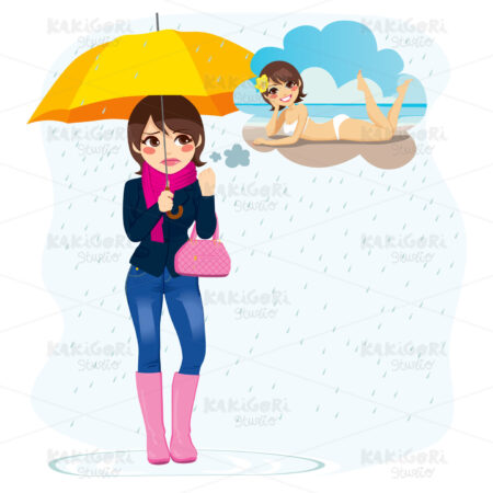 Woman Longing For Summer Clipart Vector Illustration 01472