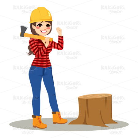 Woman lumberjack Clipart Vector Illustration 04159