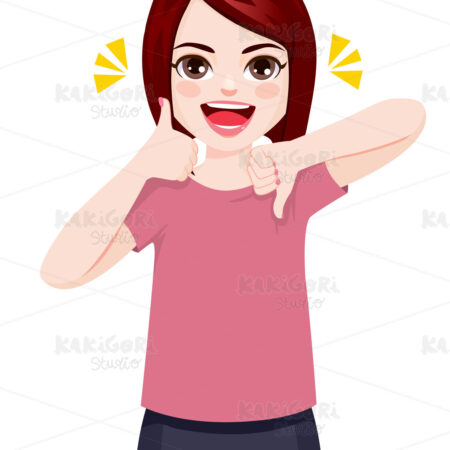 Woman Making Good Bad Sign Clipart Vector Illustration 05040
