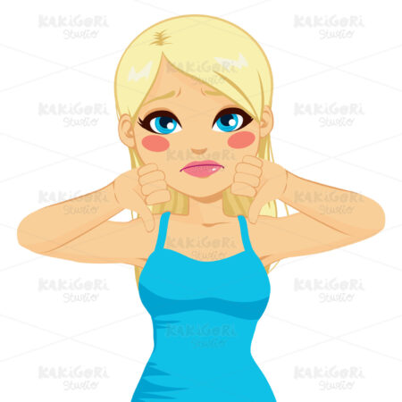 Woman Making Thumbs Down Clipart Vector Illustration 02051