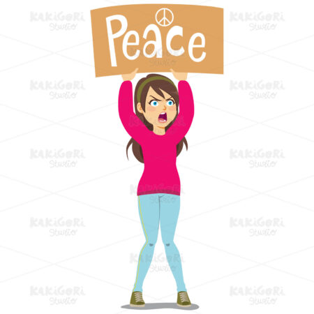 Woman Marching Protest Clipart Vector Illustration 03794