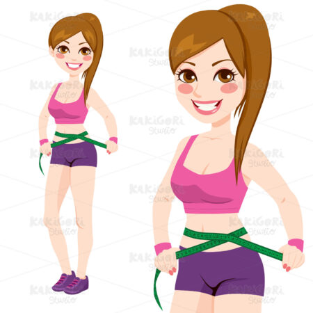 Woman Measuring Waist Clipart Vector Illustration 01389