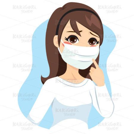 Woman Medical Mask Clipart Vector Illustration 03320