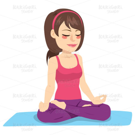 Woman Meditation Yoga Clipart Vector Illustration 03777