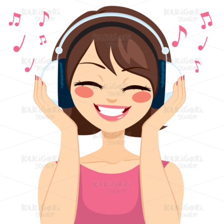 Woman Music Earphones Clipart Vector Illustration 02633