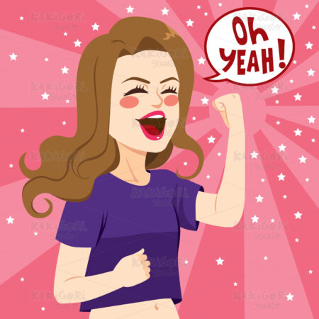 Woman Oh Yeah Text Clipart Vector Illustration 04098