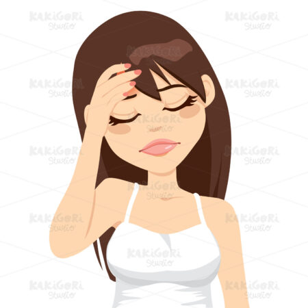 Woman Painful Headache Clipart Vector Illustration 01237
