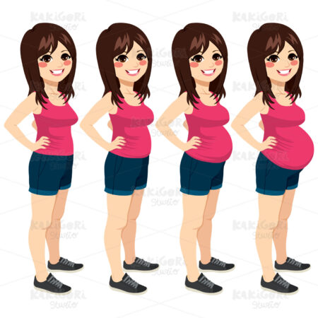 Woman Pregnancy Stages Clipart Vector Illustration 03721