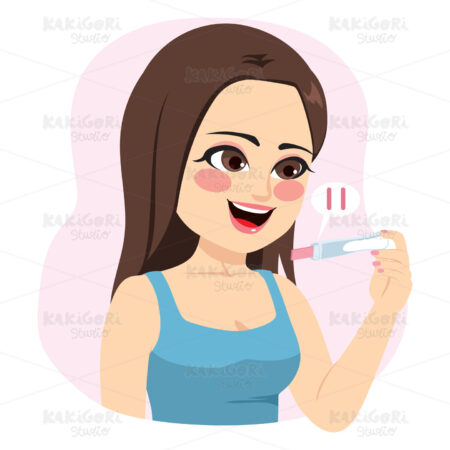 Woman Pregnancy Test Happy Clipart Vector Illustration 03699