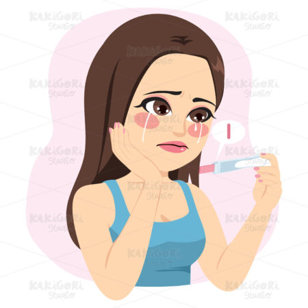 Woman Pregnancy Test Sad Clipart Vector Illustration 03700