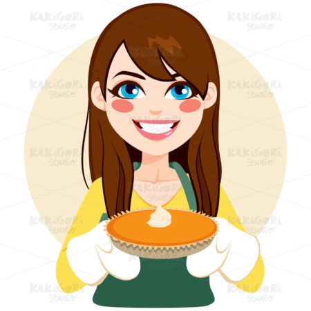 Woman Pumpkin Pie Clipart Vector Illustration 03168