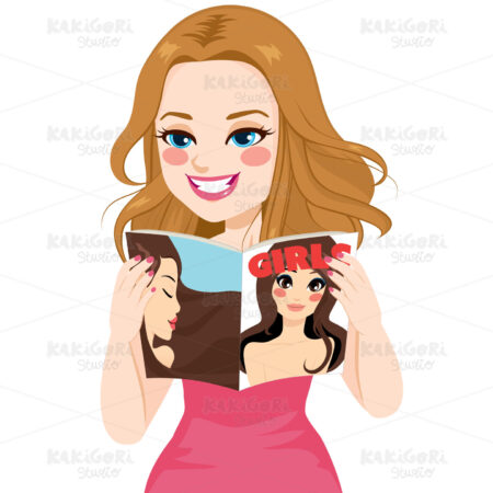 Woman Reading Magazine Clipart Vector Illustration 02053