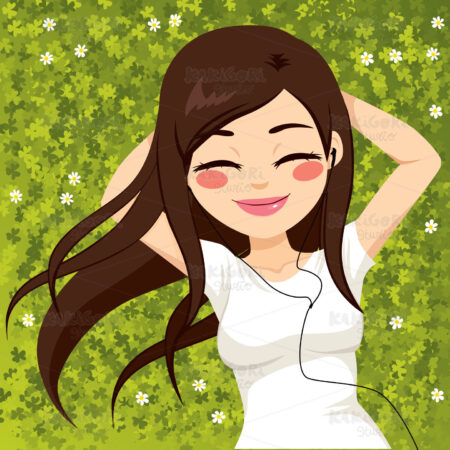 Woman Relaxed Listening Music Clipart Vector Illustration 02770