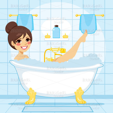 Woman Relaxing Bath Clipart Vector Illustration 01726