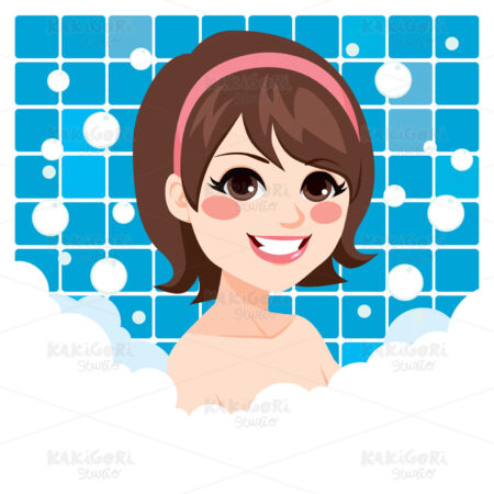 Woman Relaxing Bath Clipart Vector Illustration 02550