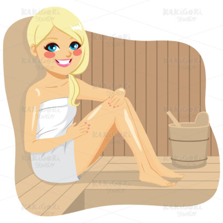 Woman Relaxing Sauna Clipart Vector Illustration 02944
