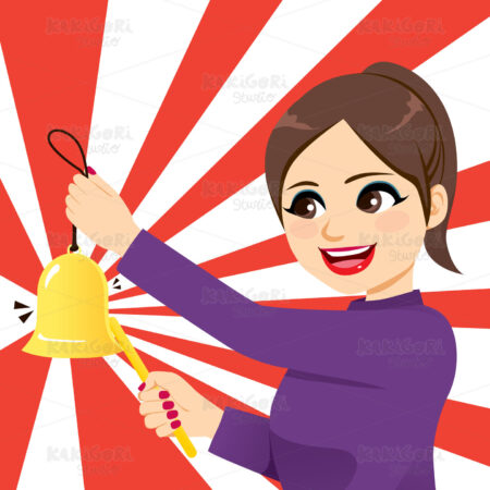 Woman Ringing Bell Clipart Vector Illustration 04419