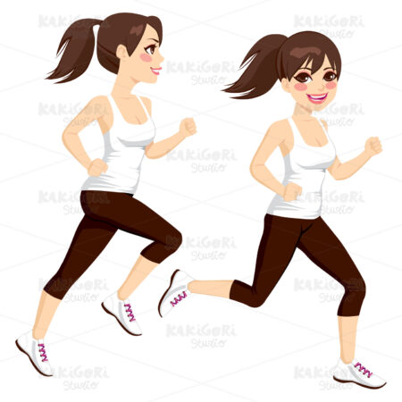 Woman Running Poses Clipart Vector Illustration 01419