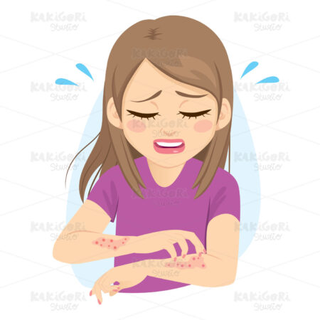 Woman Scratching Skin Itchy Allergy Clipart Vector Illustration 04976