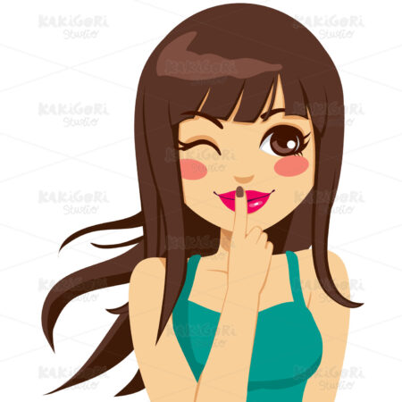 Woman Secret Winking Clipart Vector Illustration 01374