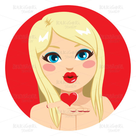 Woman Sending Kiss Clipart Vector Illustration 03908