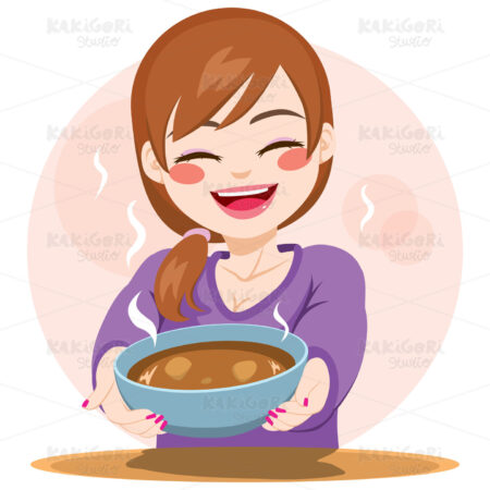 Woman Serving Food Clipart Vector Illustration 04336