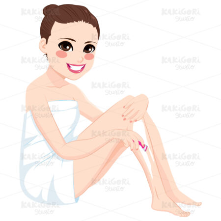 Woman Shaving Legs With Razor Clipart Vector Illustration 02153