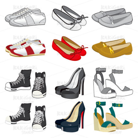 Woman Shoes Collection Clipart Vector Illustration 01525