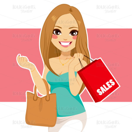 Woman Shopping Bag Clipart Vector Illustration 02657