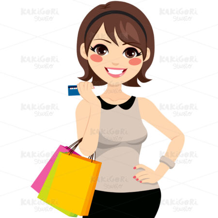 Woman Shopping Credit Card Clipart Vector Illustration 02658