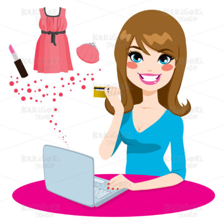Woman Shopping Online Clipart Vector Illustration 01205