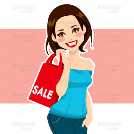 Woman Shopping Sales Clipart Vector Illustration 01010