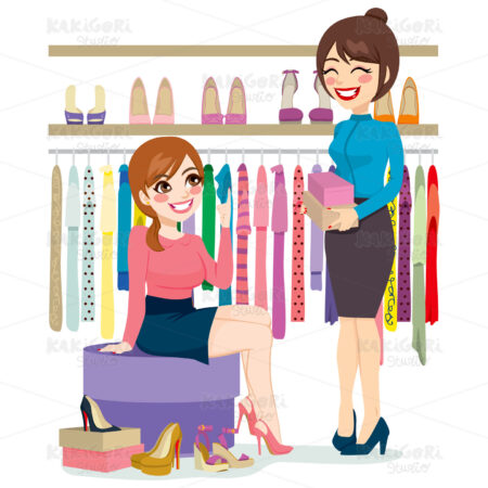 Woman Shopping Shoes Clipart Vector Illustration 01759