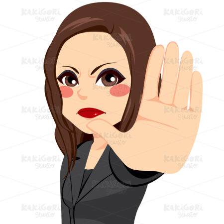 Woman Showing Stop Palm Sign Clipart Vector Illustration 03166