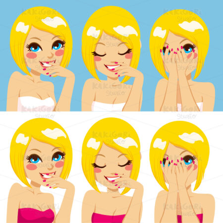Woman Shy Expressions Clipart Vector Illustration 01258