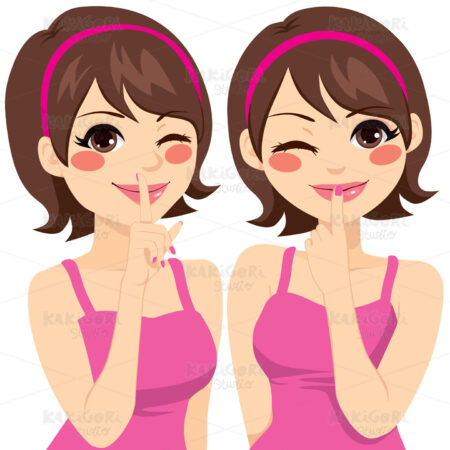 Woman Silence Finger Clipart Vector Illustration 02674