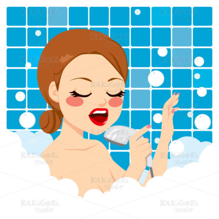Woman Singing Shower Clipart Vector Illustration 01720