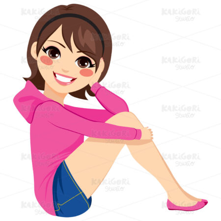 Woman Sitting Floor Clipart Vector Illustration 02654