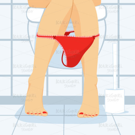 Woman Sitting On Toilet Clipart Vector Illustration 01807