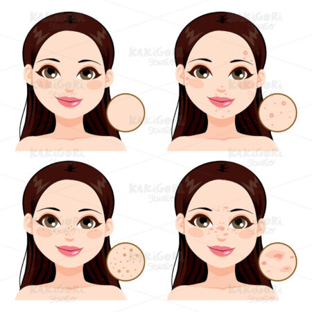 Woman Skin Problems Clipart Vector Illustration 02159