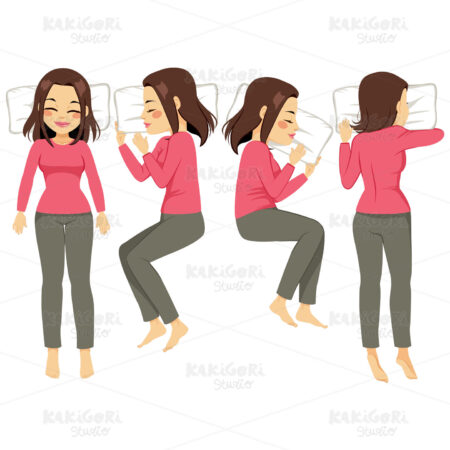 Woman Sleeping Poses Clipart Vector Illustration 02820