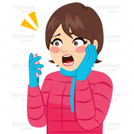 Woman Smartphone Bad News Clipart Vector Illustration 02987