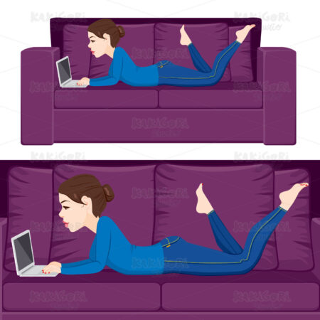 Woman Sofa Laptop Clipart Vector Illustration 02627