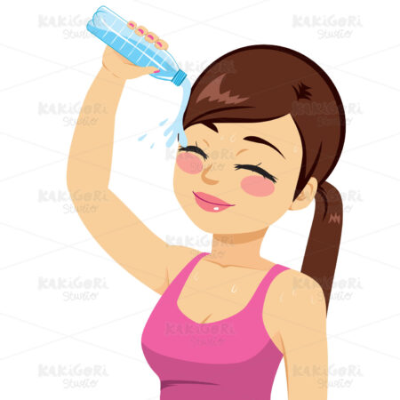 Woman Splashing Water Clipart Vector Illustration 03589