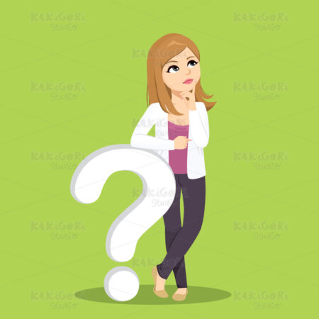 Woman Standing With Question Mark Clipart Vector Illustration 04693