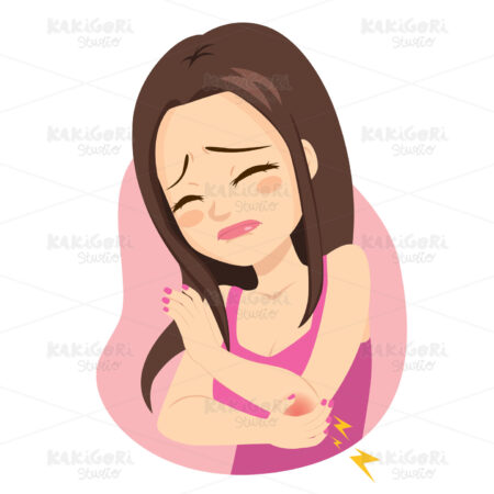 Woman Suffering Elbow Arthritis Pain Clipart Vector Illustration 04977