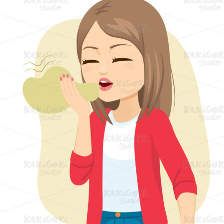 Woman Suffering Halitosis Bad Breath Clipart Vector Illustration 04997