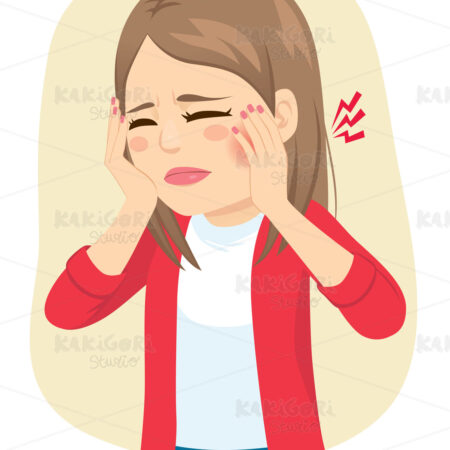 Woman Suffering Toothache Health Problem Clipart Vector Illustration 05112