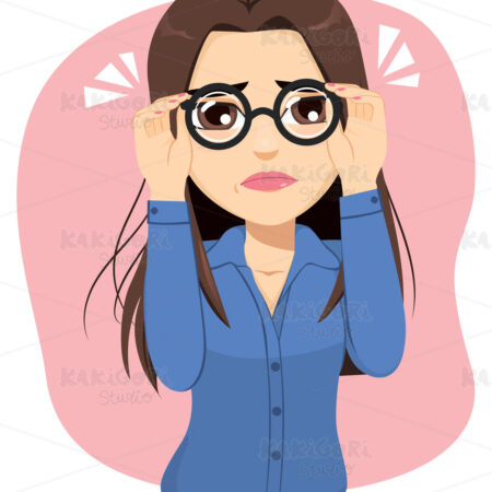 Woman Suffering Vision Glasses Problem Clipart Vector Illustration 05114